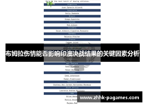 布姆拉伤情能否影响印澳决战结果的关键因素分析 布姆拉伤情能否影响印澳决战结果的关键因素分析